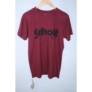 NWT Schott NYC Men's Medium Burgundy Black Short Sleeve Round Neck T-Shirt